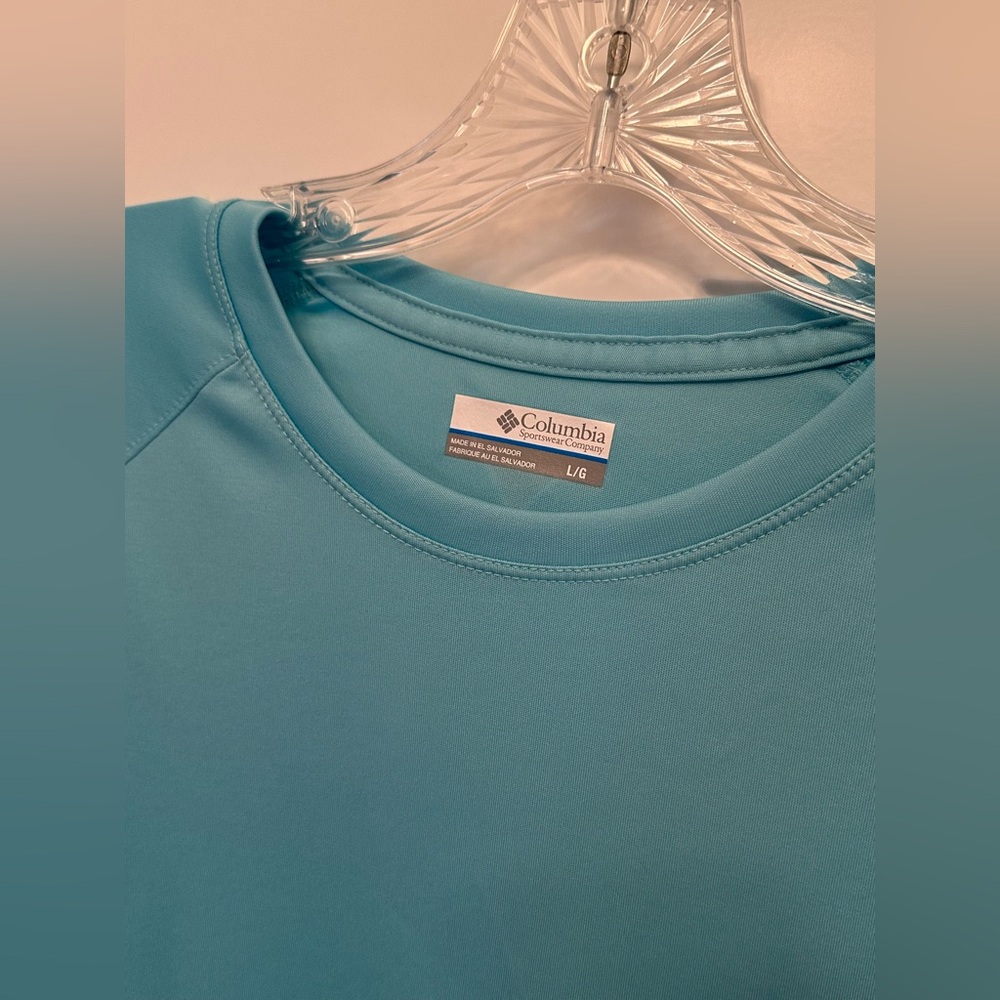 Columbia PFG Women’s Large Long Sleeve Fishing Shirt Teal Aqua Outdoor Top - Picture 4 of 10